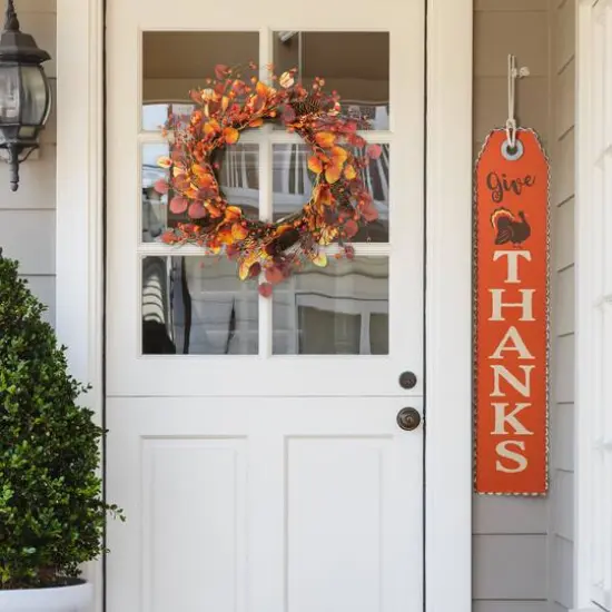 Glitzhome&reg; 22" Fall Eucalyptus Berry Wreath {4}