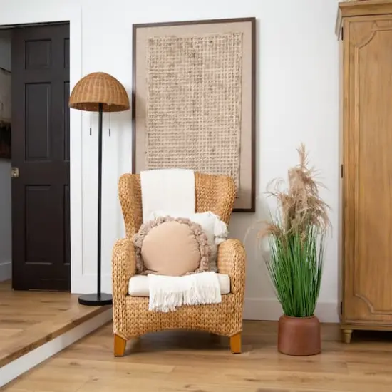 4ft. Green & Brown Artificial Pampas Grass in Black Pot {7}