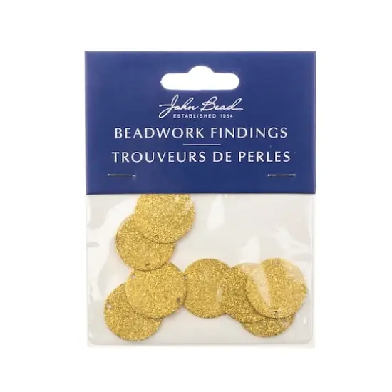 John Bead Beadwork Findings Gold 2 Hole Round Circle Pendant, 8ct. {4}