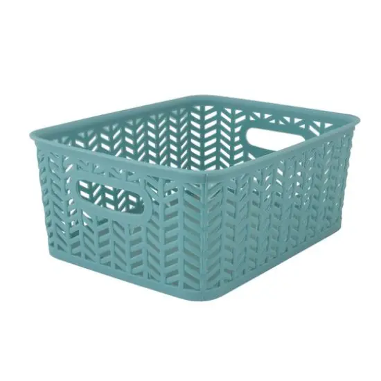 Simplify Small&nbsp;Herringbone Storage Basket, 3ct. Dusty Blue {9}