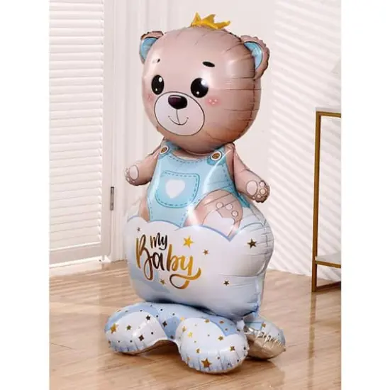 Wizardi Boy Bear with Crown Standing Foil Balloon Decoration {4}