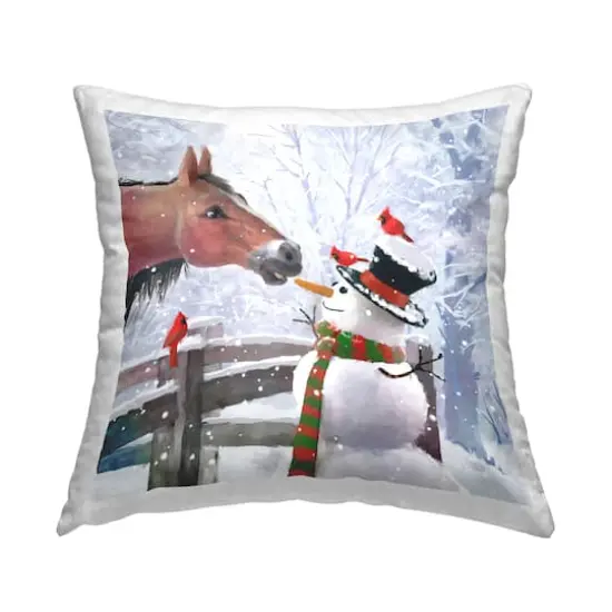 Stupell Industries Happy Snowman & Horse Pillow {1}