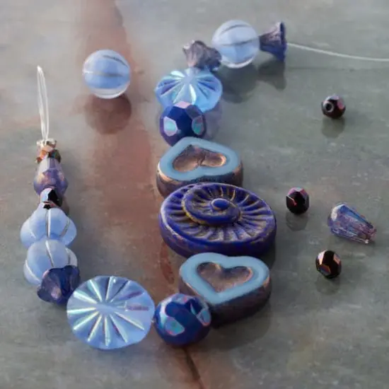 Blue Heart Czech Glass Bead Mix by Bead Landing&trade; {3}