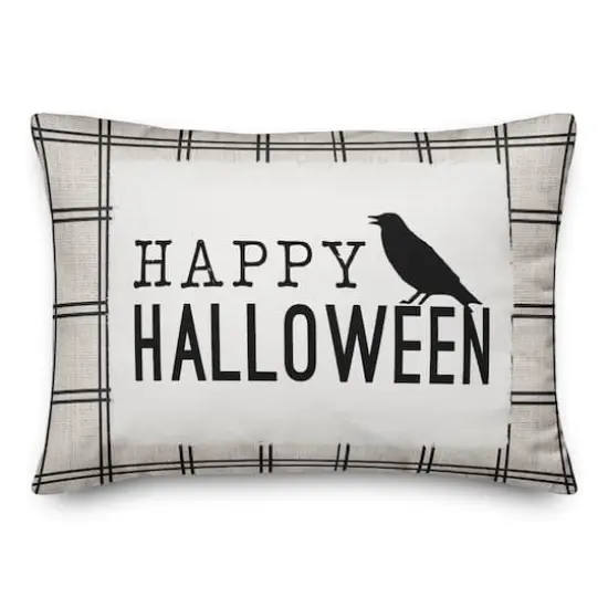 Happy Halloween Crow Throw Pillow {1}