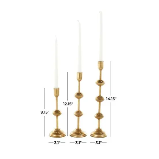 Gold Metal Slim Candle Holder Set {6}