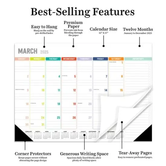 TF Publishing Medium 2025 Rainbow Blocks Monthly Blotter Desk Pad Calendar {6}