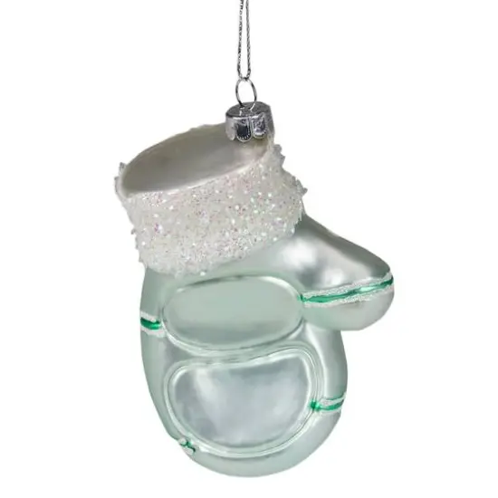 Mint Green Baby's 1st Christmas Mitten Glass Ornament {5}