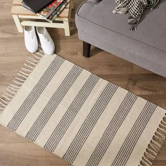 DII&reg; Gray Ticking Stripe Hand-Loomed Rug, 2ft. x 3ft. {7}