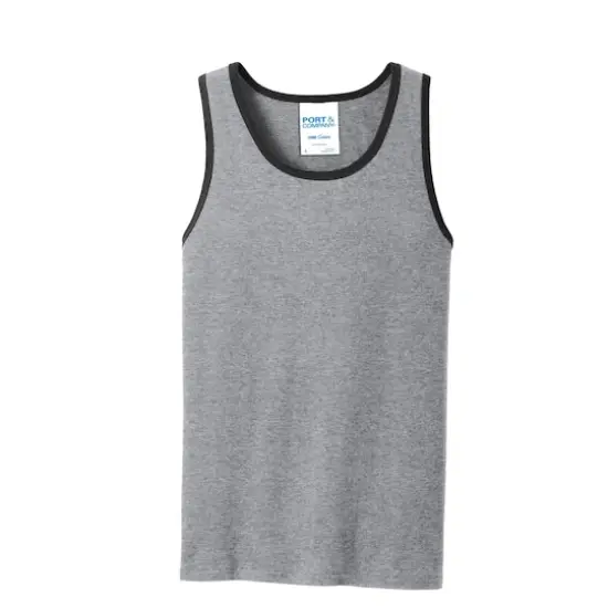 Port & Company&reg; Men's Core Cotton Tank Athletic Heather/Jet Black {1}
