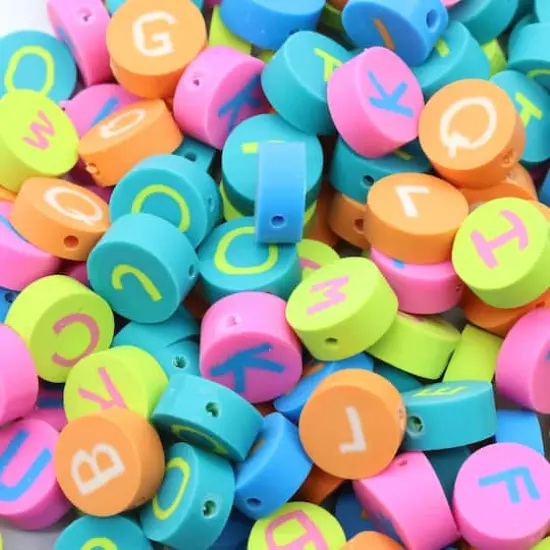 Mixed Neon Clay Alphabet Beads by Creatology&trade; {1}
