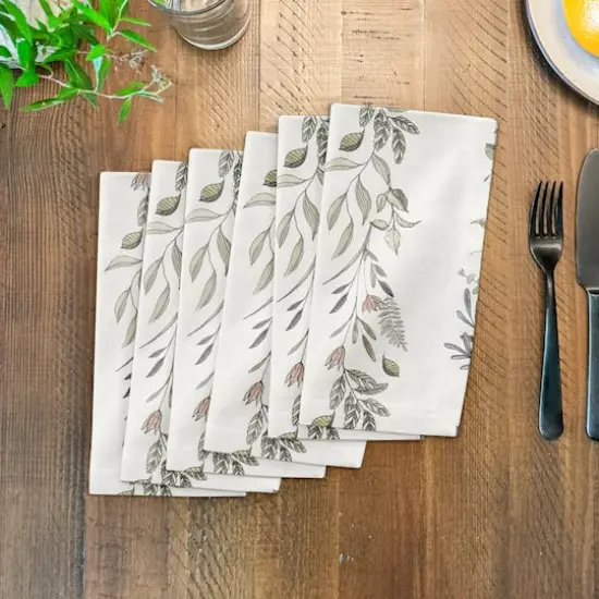 Vines Cotton Twill Napkin White {4}