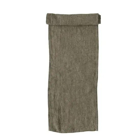 Hello Honey&reg; 108" Stonewashed Linen Table Runner Olive Green {5}