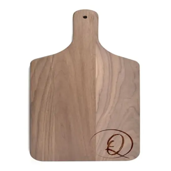 Circle Monogram Walnut Paddle Cutting Board Q {1}