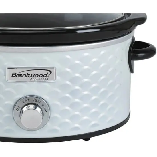 Brentwood White 4.5qt. Scallop-Pattern Slow Cooker {5}