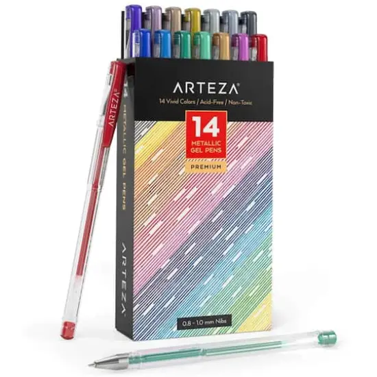 Arteza&reg; 14 Color Metallic Gel Pen Set {1}