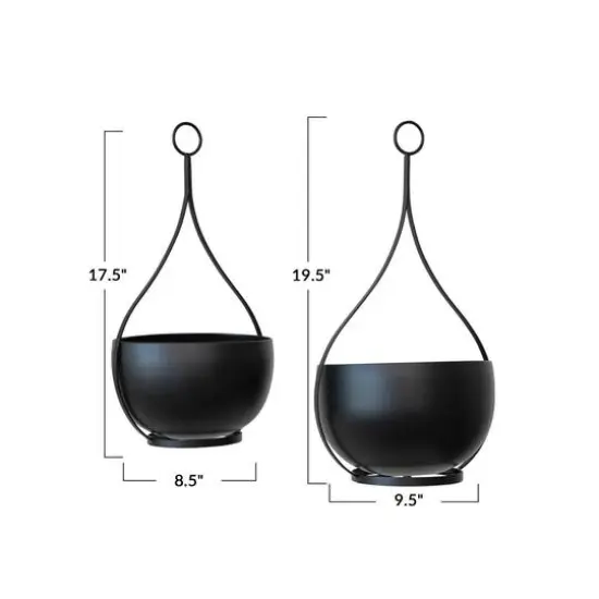 Hello Honey&reg; Black Decorative Hanging Metal Planter Set {5}