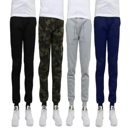 Galaxy by Harvic Men's Fleece-Lined Jogger Sweatpants 4 Pack Black/Navy/Heather Grey/Woodland {1}