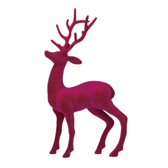 Hello Honey&reg; 13" Pink Flocked Plastic Standing Reindeer D&eacute;cor {1}