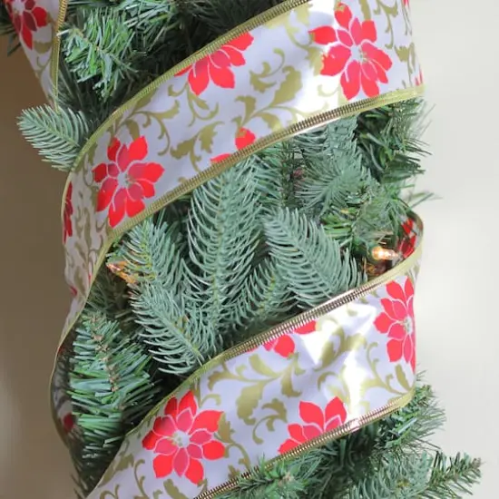 2.5" x 10yd. Wired Poinsettia Christmas Craft Ribbon, 12ct. {3}