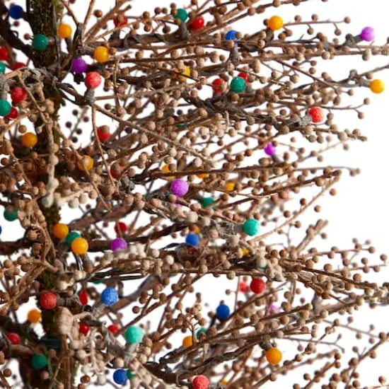 7ft. Pre-Lit Frosted Berry Twig Artificial Christmas Tree, Multicolor Gum Ball LED Lights {6}