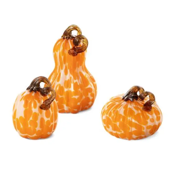 Glitzhome&reg; Orange Glass Pumpkin & Gourd Set {6}