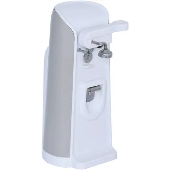 Brentwood White Tall Electric Can Opener with Knife Sharpener & Bottle Opener {1}