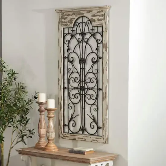 51" White Metal Rustic Ornamental Wall Decor {9}