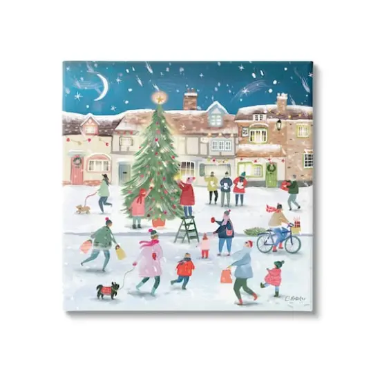 Stupell Industries Christmas Tree Town Scene Canvas Wall Art {1}