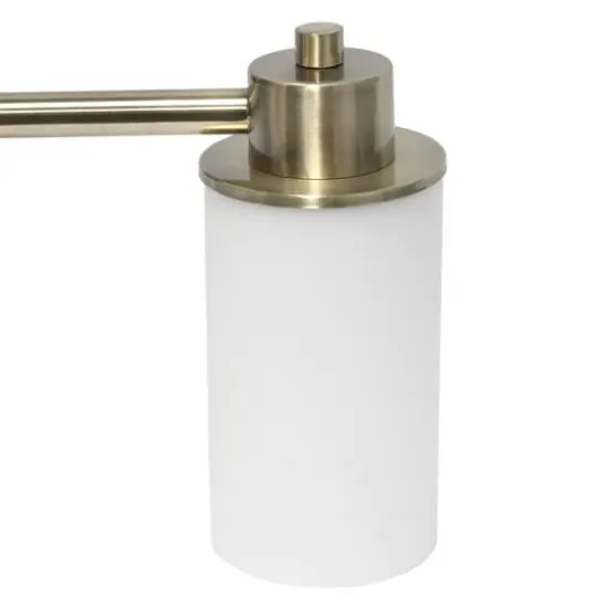 Lalia Home Essentix 3-Light White Shade Vanity Antique Brass {10}