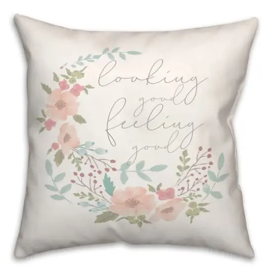 Looking Good Feeling Good Floral Throw Pillow {1}