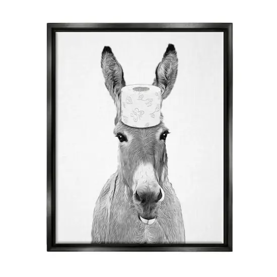 Stupell Industries Donkey Toilet Paper Funny Bathroom Floater Framed Art Black {1}