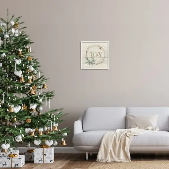 Stupell Industries Seasonal Winter Joy Wreath Framed Giclee Art White {3}