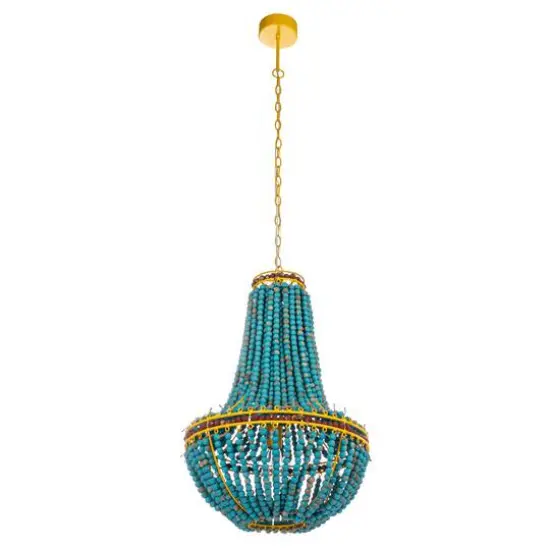 Hello Honey&reg; 26" Multicolor Draped Wood Bead Chandelier {12}