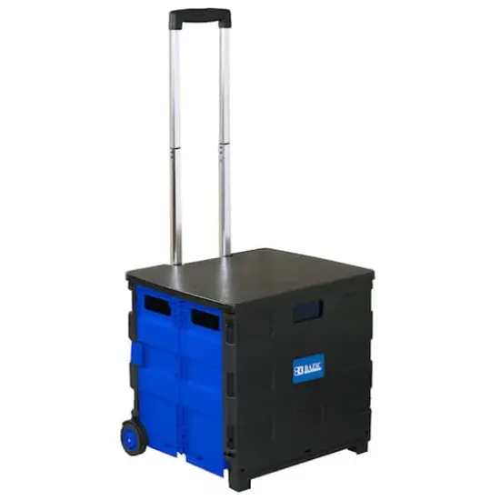 BAZIC&reg; Folding Cart on Wheels with Lid Cover Black & Blue {7}