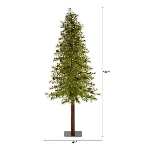 9ft. Pre-Lit Wyoming Alpine & Pinecone Artificial Christmas Tree, Clear LED Lights {3}