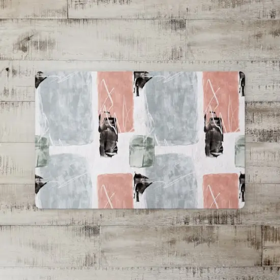 Blue and Pink Abstract 27" x 18" Floor Mat {3}