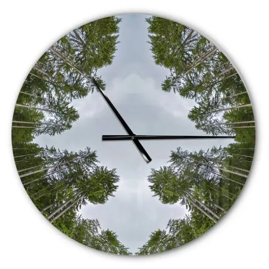 Designart Circle Composition of Coniferous Trees Modern Wall Clock {1}