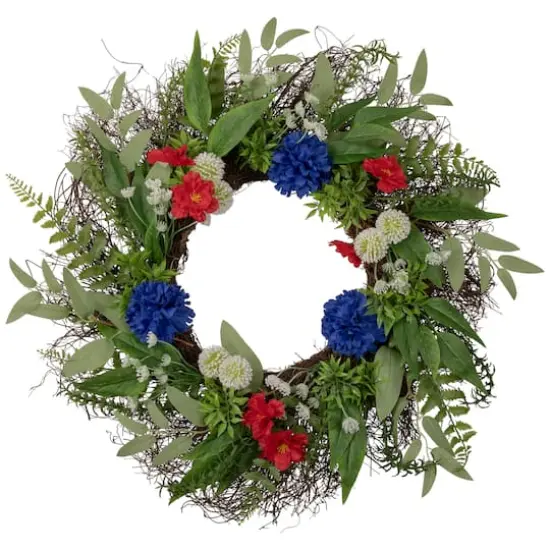 24" Americana Mixed Floral Wreath {1}