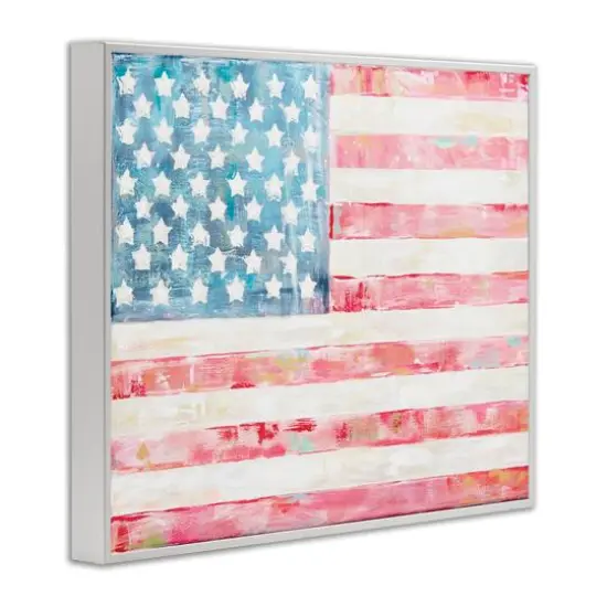 Stupell Industries Patriotic Brushed Flag Framed Giclee Art White {4}