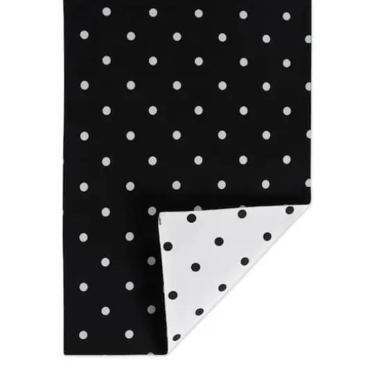 DII&reg; 72" White & Black Reversible Polka Dot Table Runner {1}