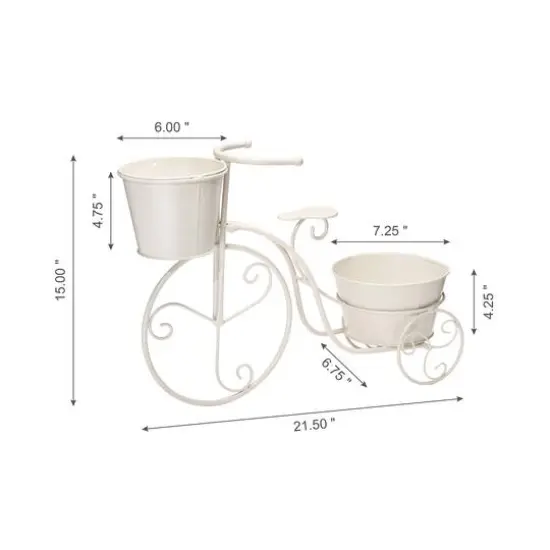 Glitzhome&reg; 21.5'' White Metal Bicycle Plant Stand {7}