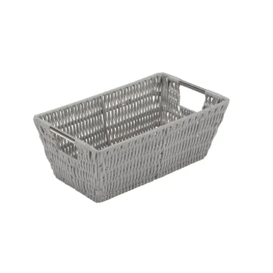 Simplify Small Gray Shelf Storage Rattan Tote Basket {1}