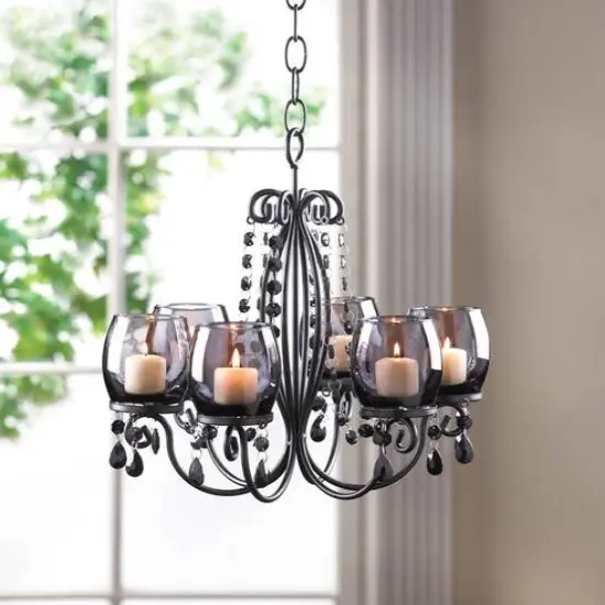 14" Midnight Elegance Candle Chandelier {3}