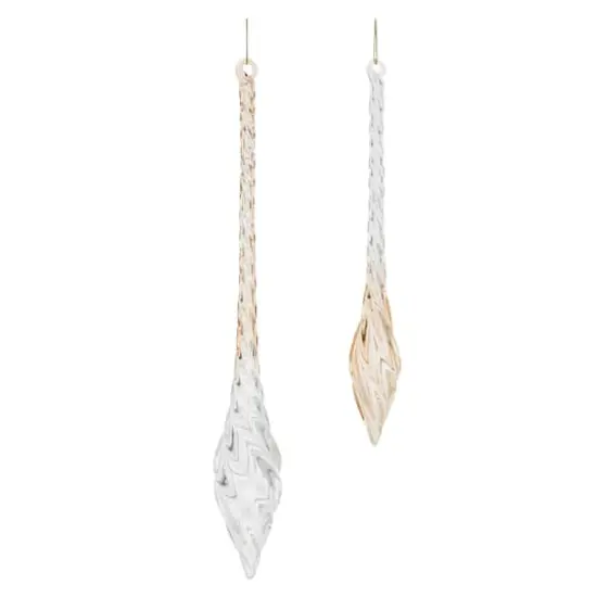 Amber Swirl Glass Finial Drop Ornaments Set {4}