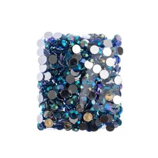 John Bead Acrylic Round Flat Back Rhinestones, 10mm Royal Blue AB {4}