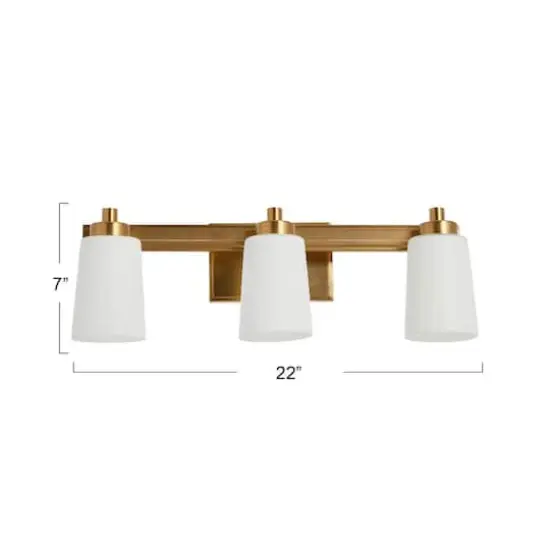 Hello Honey&reg; Robert Stevenson Lighting Sullivan Park Frosted Glass & Metal 3-Light Vanity Brushed Gold {5}