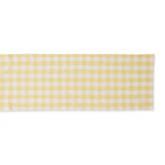 Yellow and White Checkers Table Runner 14" x 108" {3}