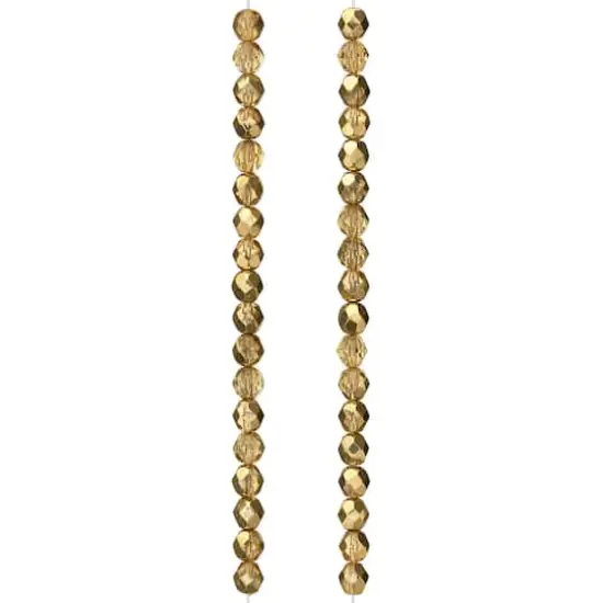 Gold Czech Fire Polished Glass Faceted Round Beads, 6mm by Bead Landing&trade; {4}