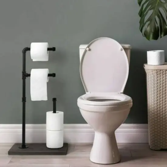 Black Commercial Toilet Paper Holder with Shelf {6}