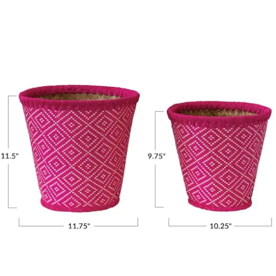 Hello Honey&reg; Fuchsia Hand-Woven Seagrass Baskets with Pattern Set {3}